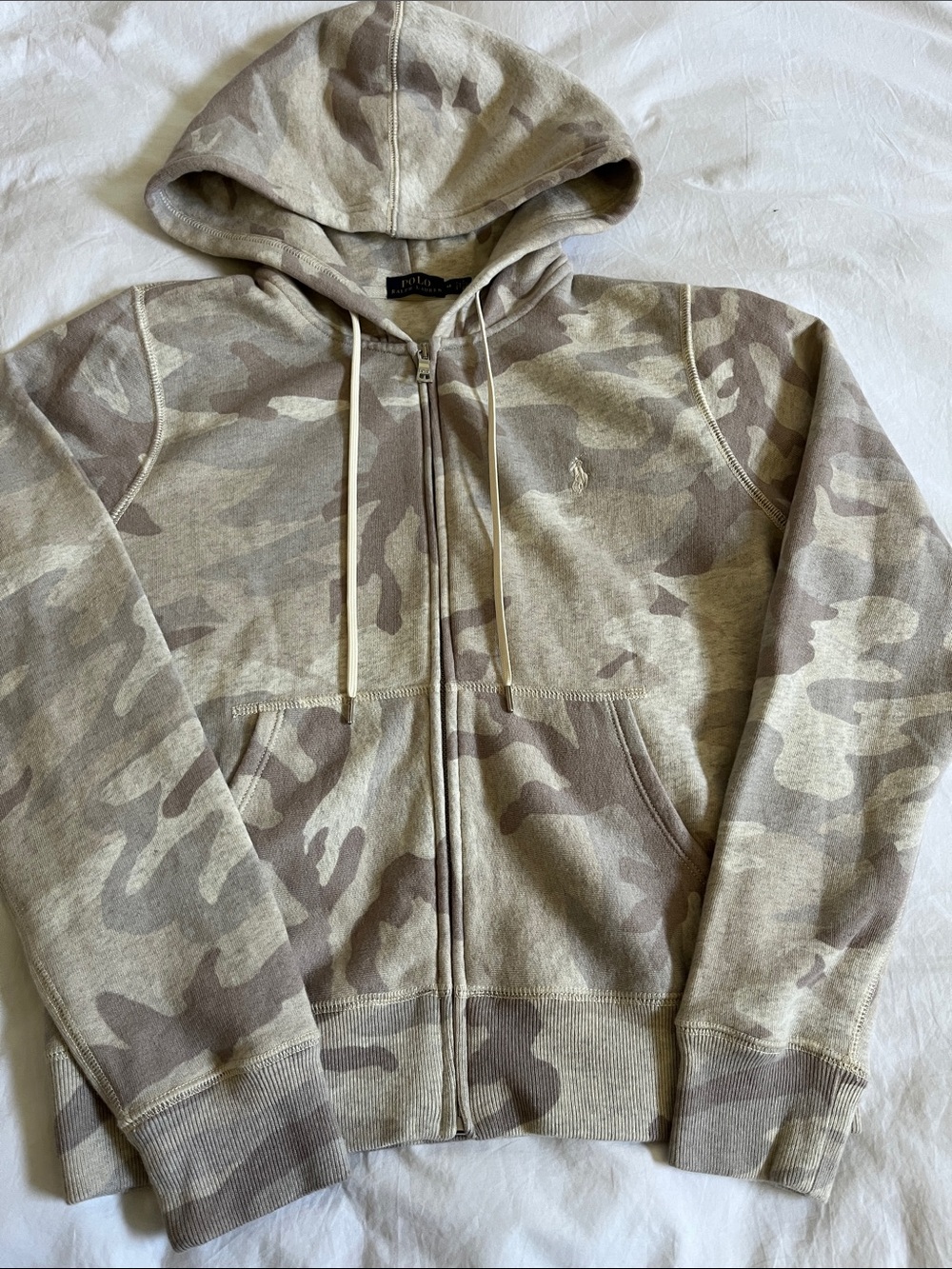 Polo Ralph Lauren beige stone camo full-zip fleece hoodie pastel camouflage